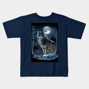 Winter Wolf oil paint Kids T-Shirt